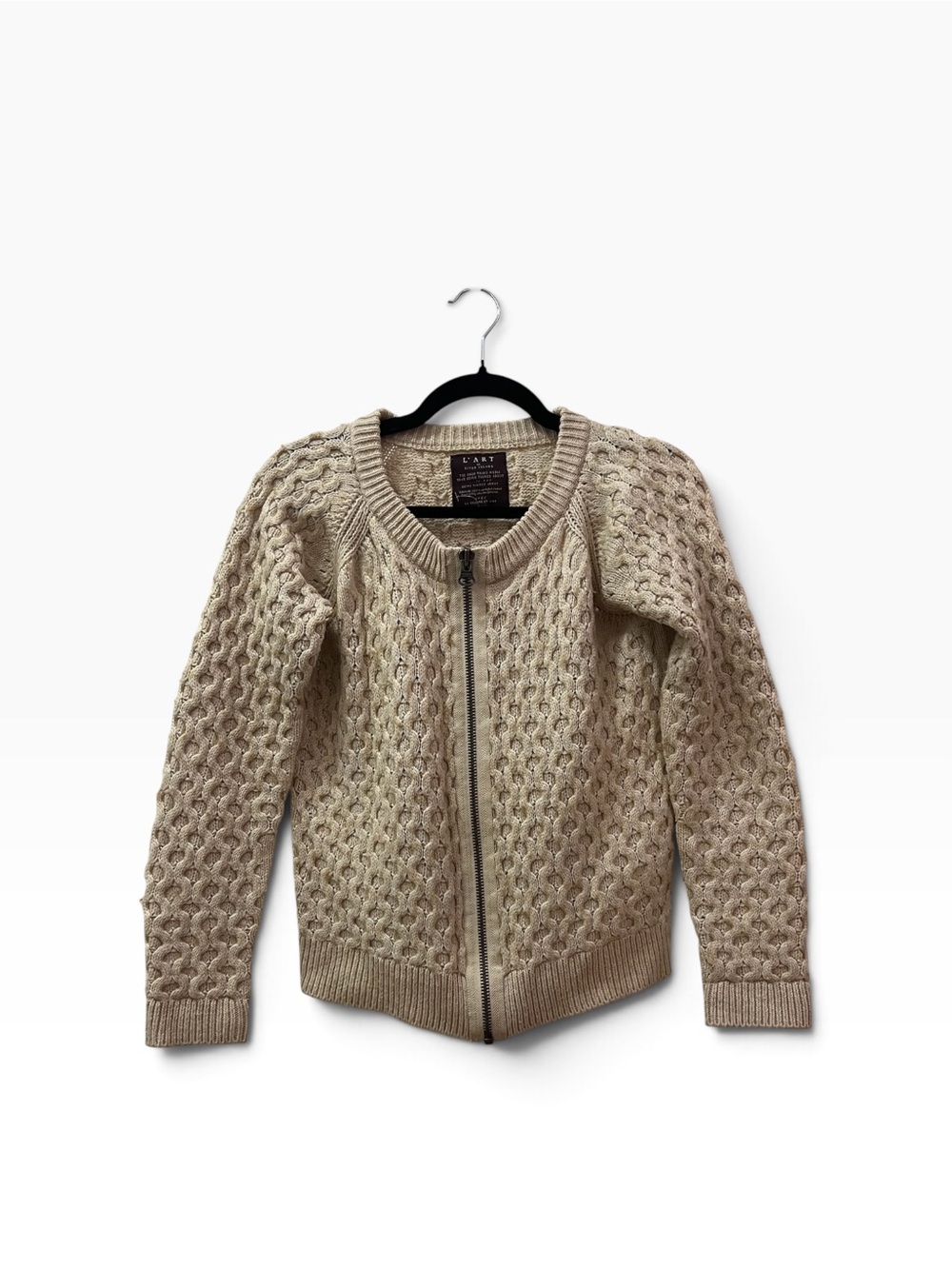L’Art de River Island Wool Blend Cable Knit Zip Cardigan Sweater